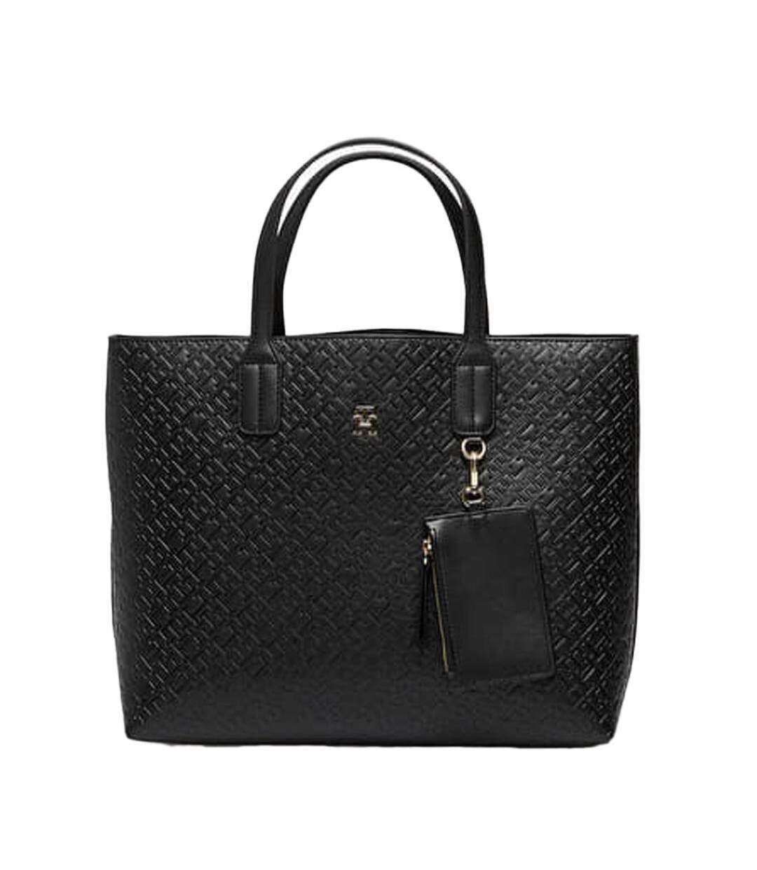 Sac à main noir femme tommy hilfiger icon satchel-1