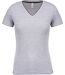 T-shirt manches courtes coton piqué col V K394 - gris chiné - femme