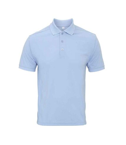 Mens coolchecker pique polo shirt light blue Premier