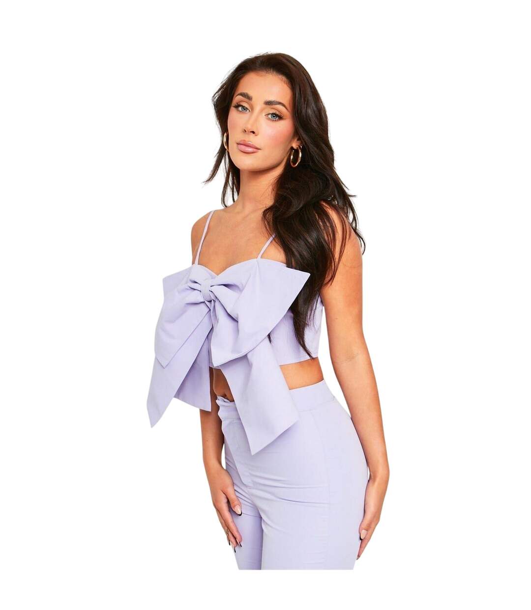 Haut Court Sans Manches Motif/style Nœud Femme Lilas Missy Empire-1