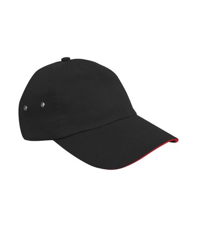 Unisex adult printers plush cotton 5 panel cap black/red Result Headwear