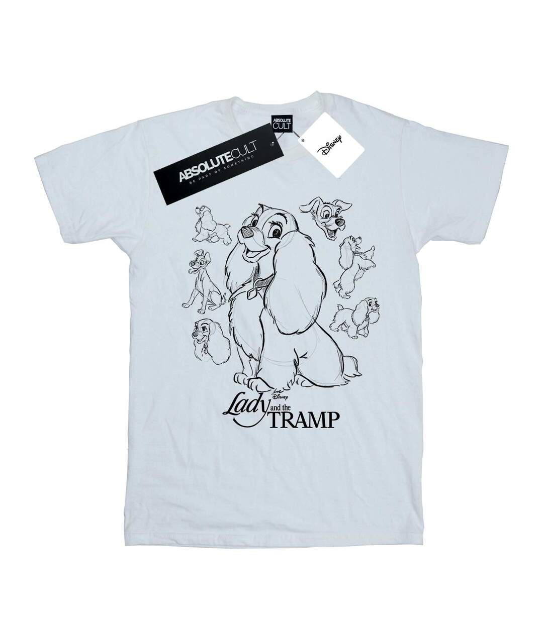 Disney - T-shirt LADY AND THE TRAMP COLLAGE SKETCH - Femme (Blanc) - UTBI18058-1