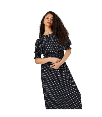 Dorothy Perkins Womens/Ladies Spotted Shirred Waist Tall Midi Dress (Black/White) - UTDP4842