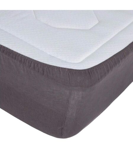 Drap Housse en Lin Adorable 160x200cm Gris Ardoise