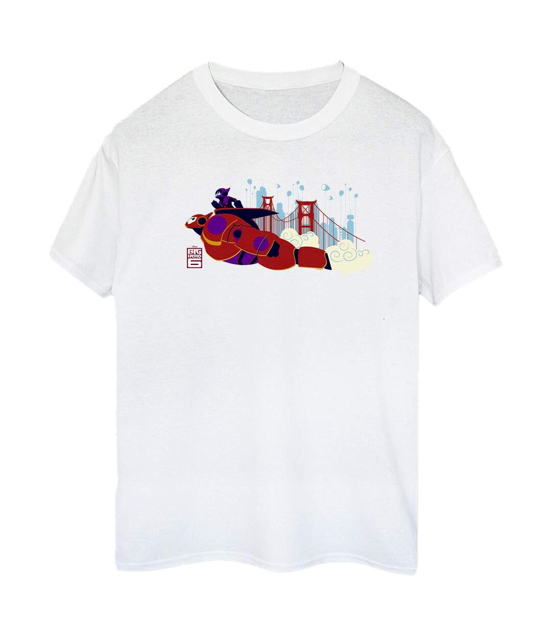 Disney - T-shirt BIG HERO BAYMAX HIRO BRIDGE - Femme (Blanc) - UTBI15561-1