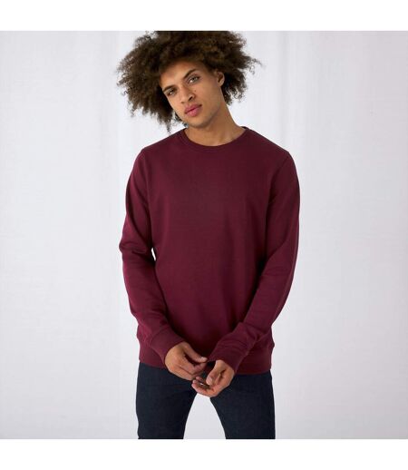 Mens organic crew neck sweat burgundy B&C