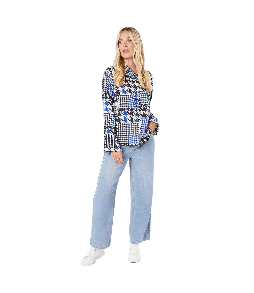 Womens/ladies dogtooth collared petite shirt monochrome Principles-4