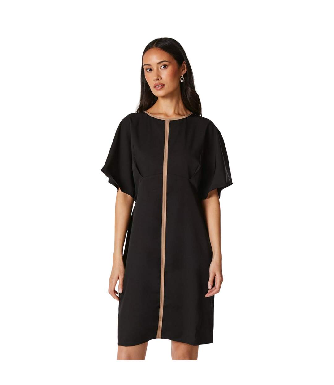 Womens/ladies contrast detail dress camel Principles