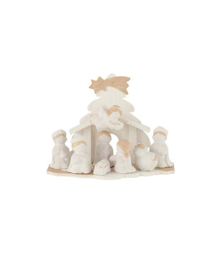 Crèche de Noël Déco Bois 25cm Blanc