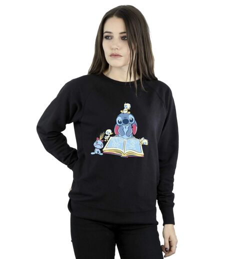 Disney Sweat-shirt Womens/Ladies Lilo & Stitch Reading A Book (Noir) - UTBI22698