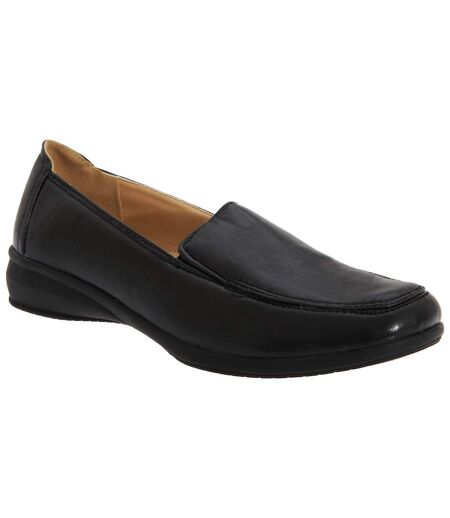 Boulevard Womens/Ladies Leather Like Twin Gusset Shoes (Black Softie) - UTDF169