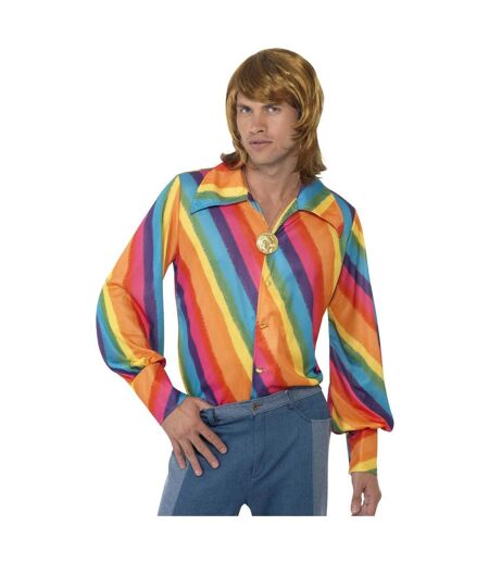 Unisex adult 1970s rainbow shirt multicoloured Smiffys