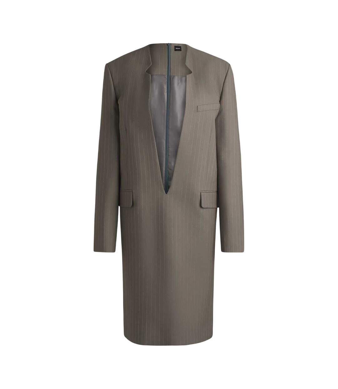 Womens/ladies Davee Plunge Formal Blazer Dress Grey Boss-2