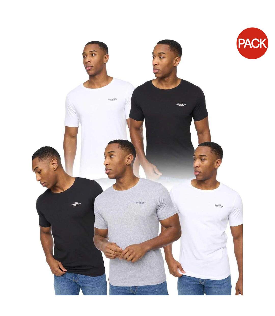 T-shirts Basicstandard Homme Noir Gris Blanc Crosshatch-2