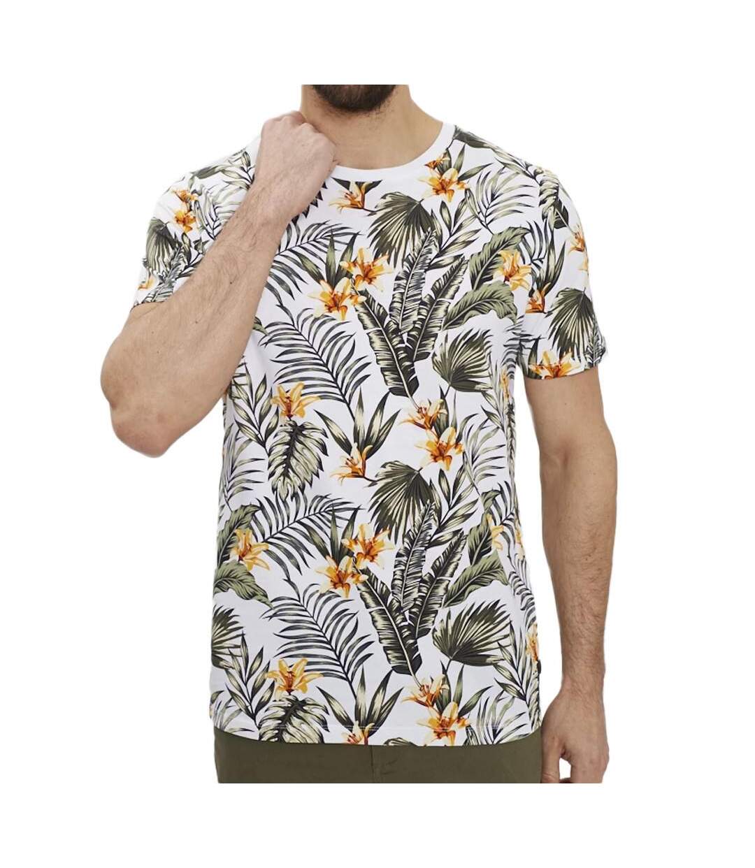 T-shirt blanc imprimés homme jack & jones tropic - l-1