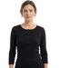 MAYFLOWER - Tee-shirt manches longues noir uni en viscose stretch avec col à 4 boutons-1