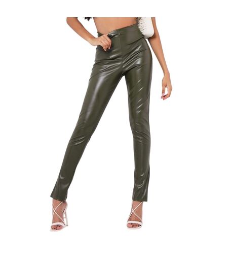 Legging Motif/style Fente Latérale Femme Vert Kaki Missy Empire