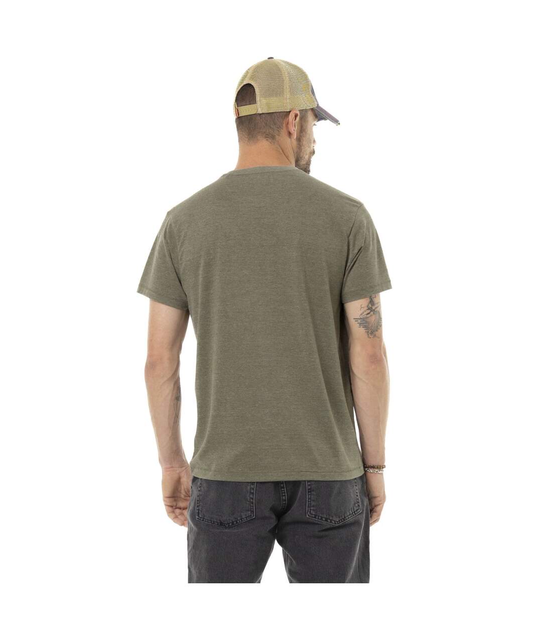 T-shirt homme col rond en jersey chiné regular print devant Up Vondutch-3
