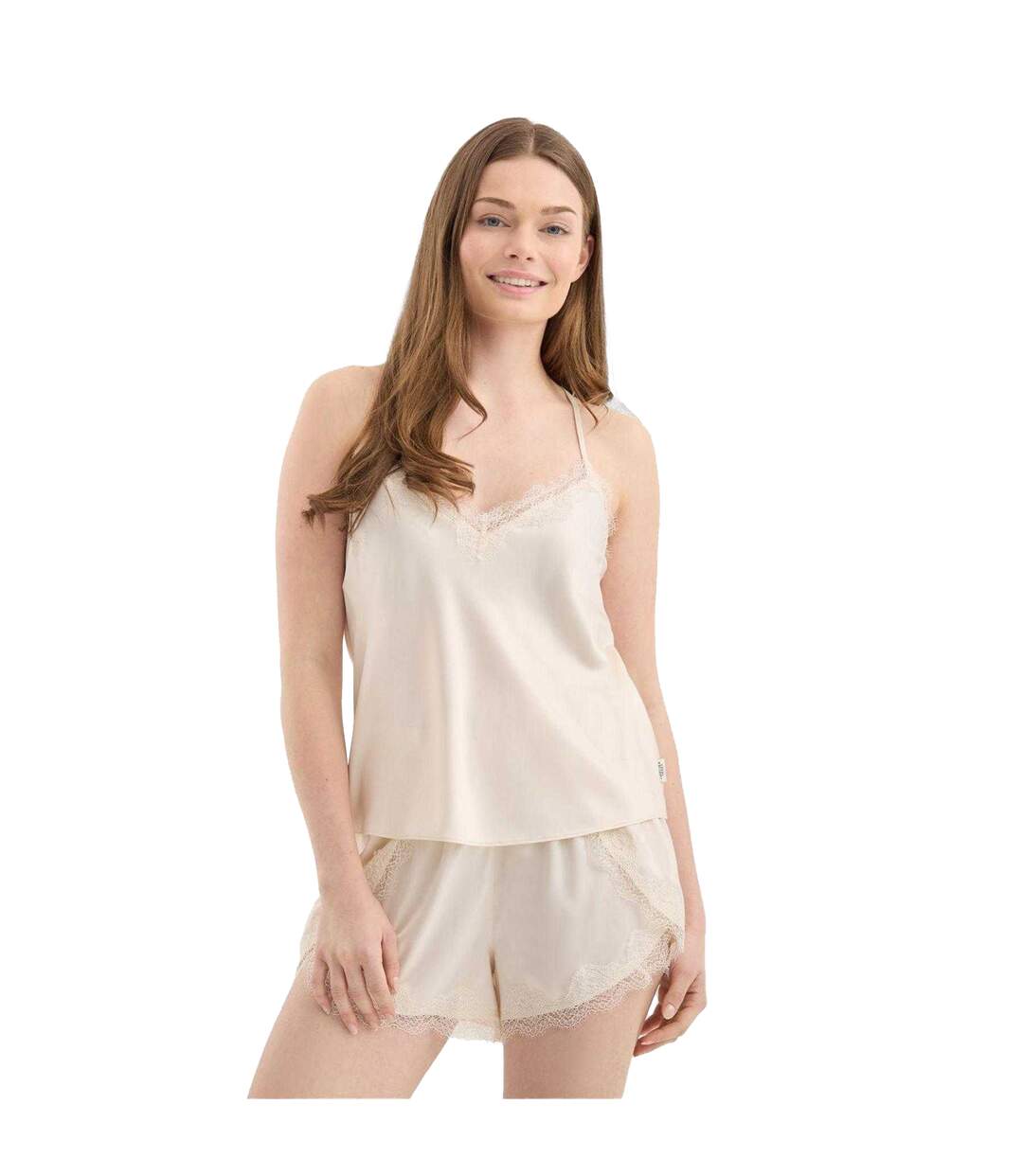 Womens/ladies Satin Cami Pyjama Set Bridal Rose Chelsea Peers-2