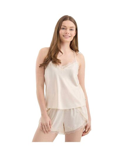 Womens/ladies Satin Cami Pyjama Set Bridal Rose Chelsea Peers