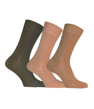 Simply Essentials Mens Plain Egyptian Cotton Socks (Pack Of 3) (Shades Of Beige) - UTUT1579