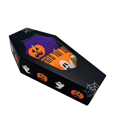 2 Pack Mens Novelty Halloween Coffin Socks in a Box