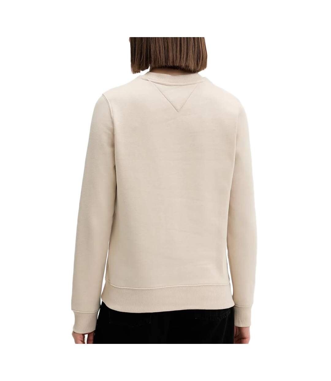 Sweat beige femme tommy hilfiger flag crew-2