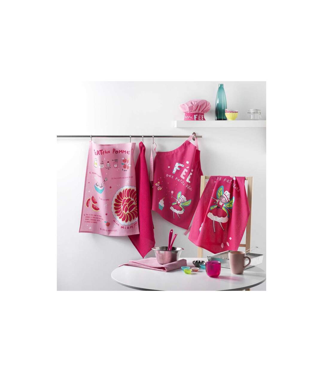 Lot de 2 Torchons Enfant Mini Fée II 50x70cm Rose-3