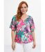 T-shirt imprimé tropical manches papillon-1