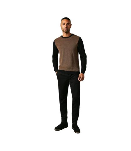 Mens jacquard crew neck contrast sleeves jumper black Burton