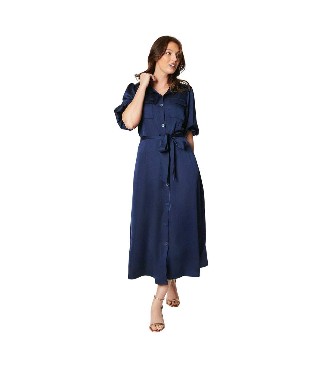 Robe mi-longue femme bleu marine Principles-1