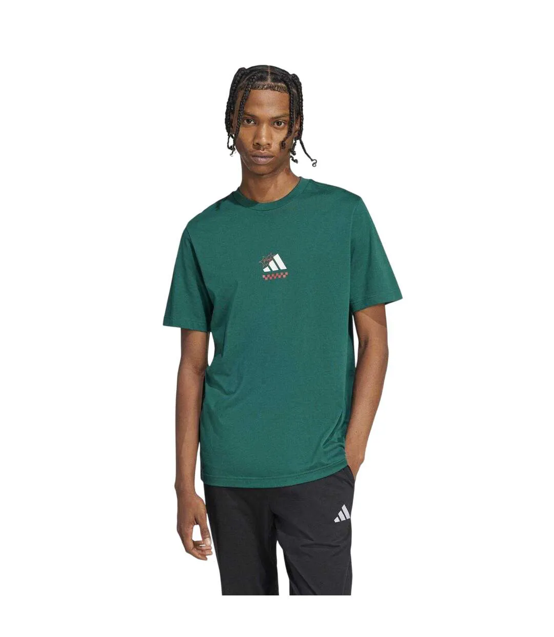 Mens Pizza Cotton T-shirt Green Adidas-4