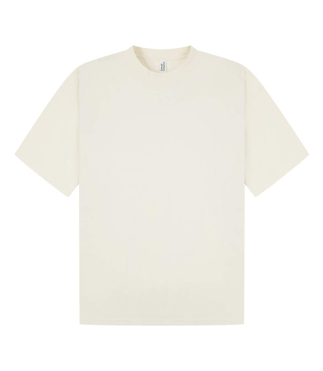 T-shirt oversize unisexe adulte en coton peigné ringspun à encolure allongée écru Casual Classics-1