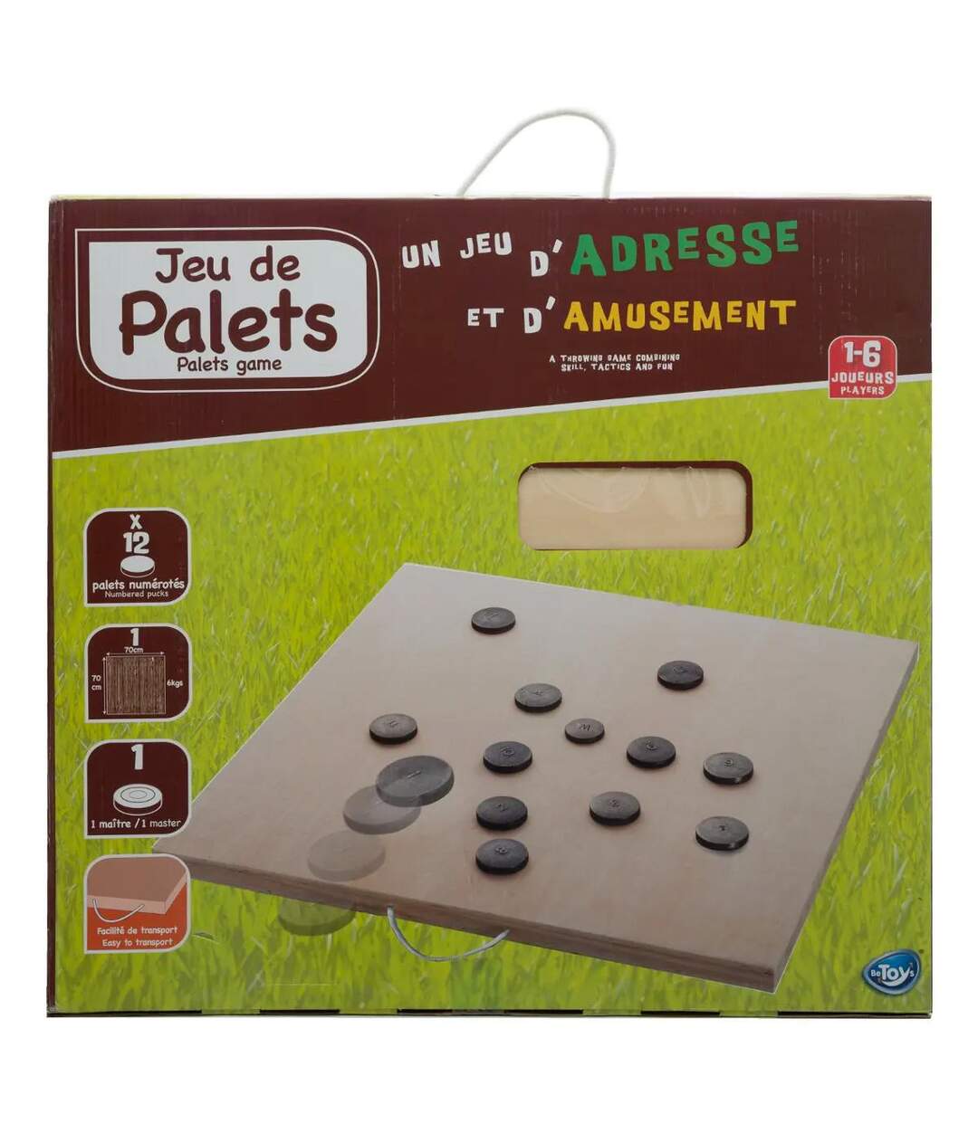 Jeu de Palets en Bois 70x70cm Beige-2