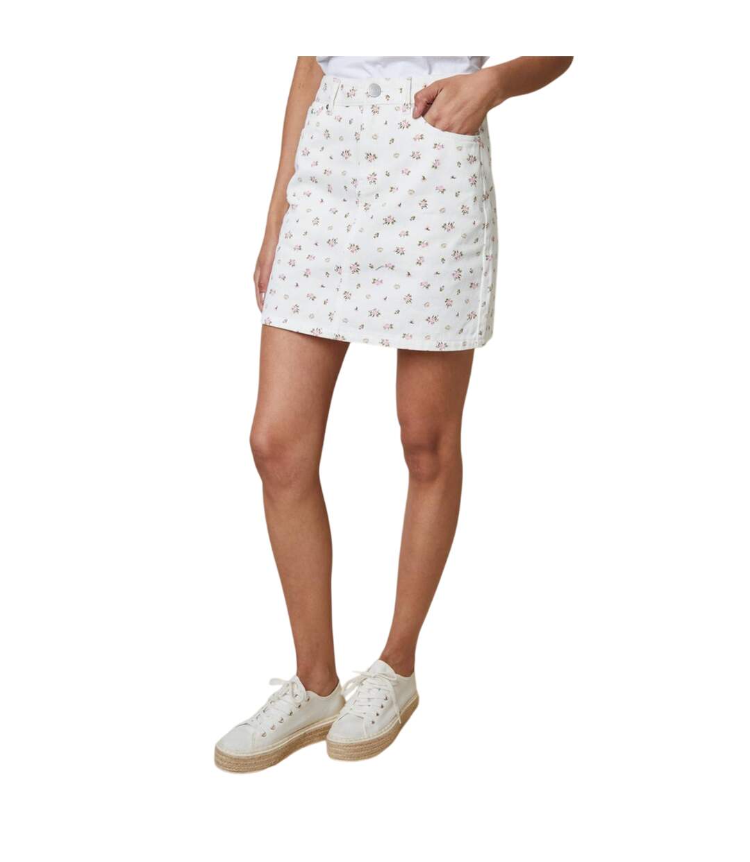 Mini Jupe Motif/style Floral Seoul Femme Blanc Threadbare-2
