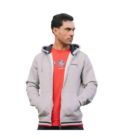 Mens Ss25 Full Zip Hoodie Grey Marl Lambretta