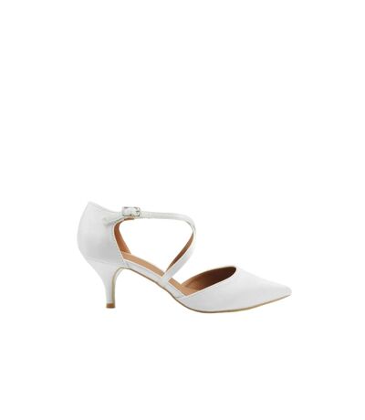 Womens/ladies kennedi crossover strap kitten heel shoes off white Where´s That From