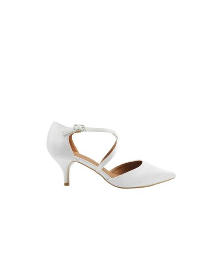 Womens/ladies kennedi crossover strap kitten heel shoes off white Where´s That From