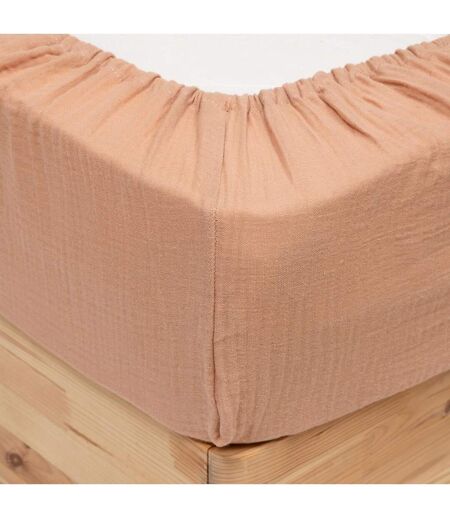 Drap Housse en Gaze de Coton Flora 140x190cm Rose