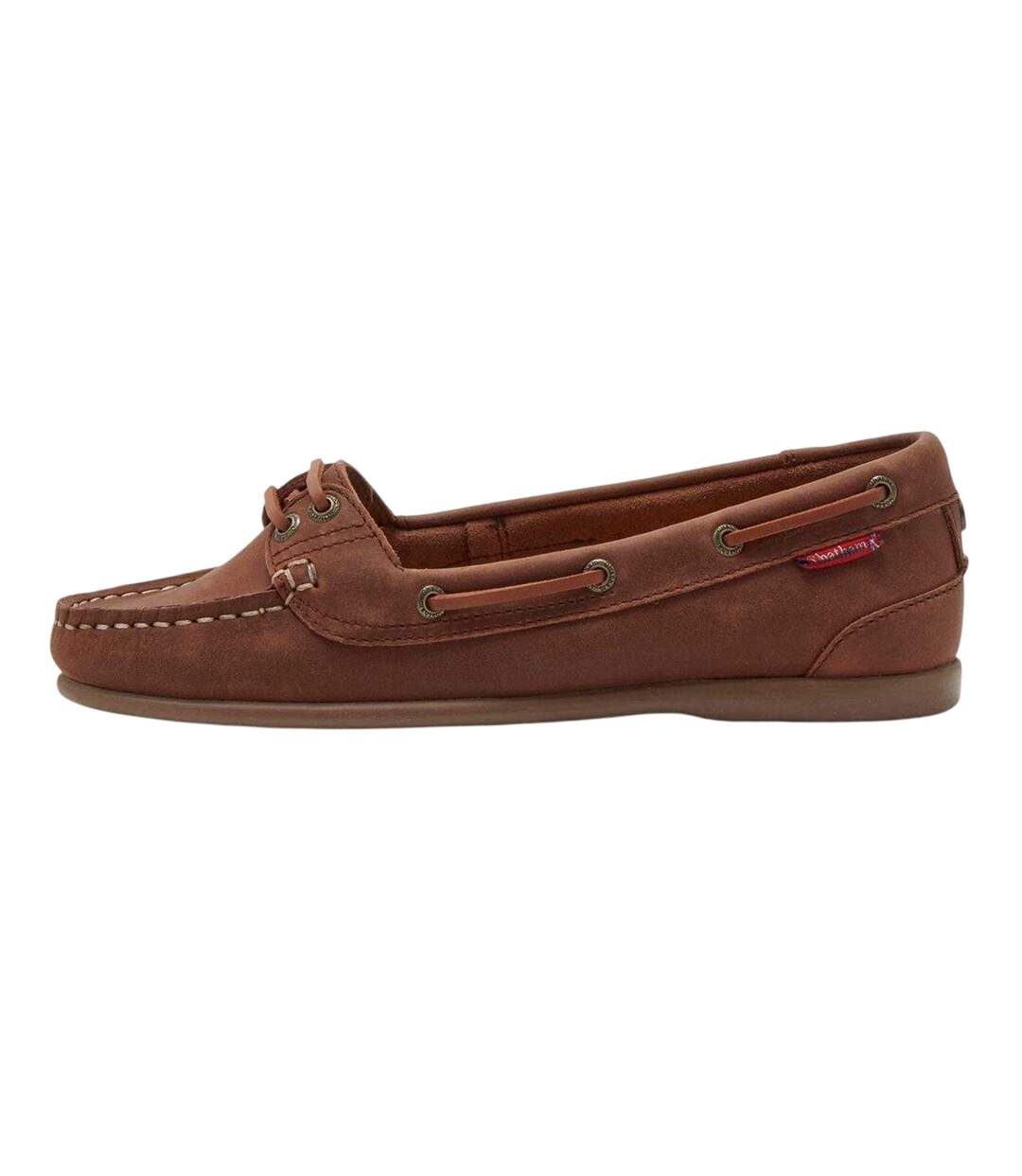 Womens/ladies Leather Flat Loafers Dark Tan Chatham-2