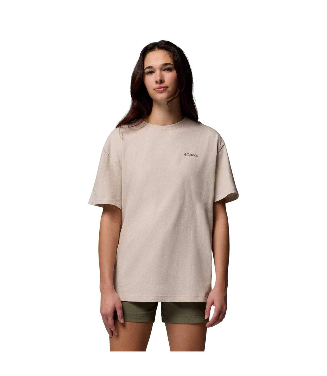 Womens/ladies Floral Oversized T-shirt Beige Columbia-1