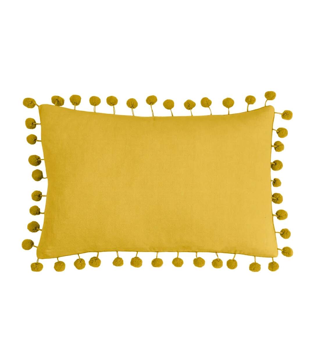 Dora pom pom velvet rectangular cushion cover 30cm x 50cm ochre Furn