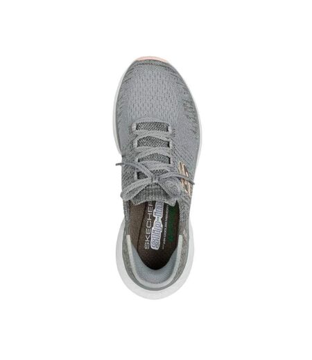 Womens/ladies Edgeride Slip-in Trainers Grey Peach Skechers