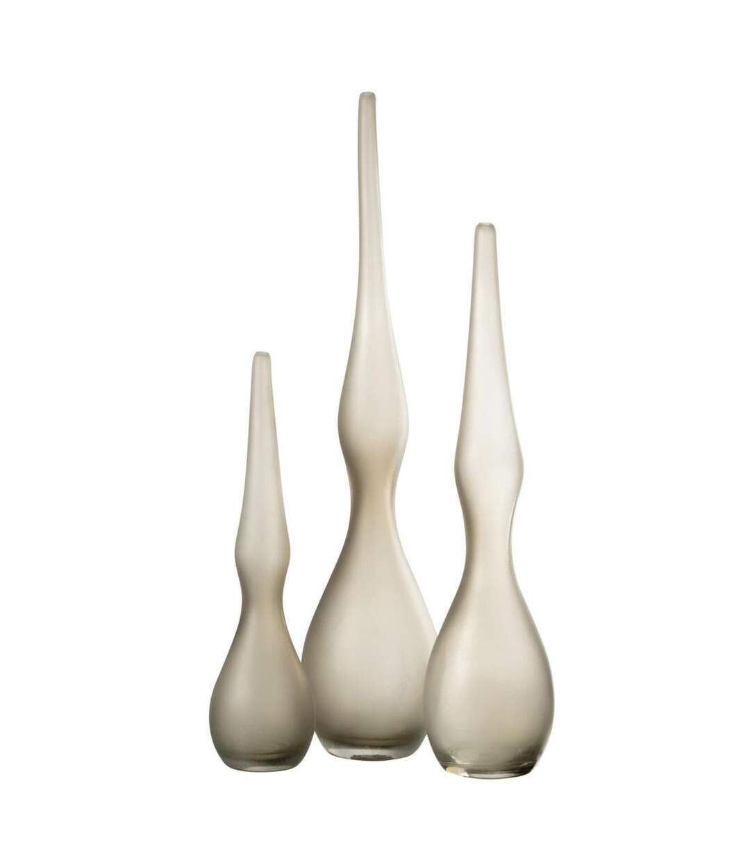 Lot de 3 Vases en Verre Yoko 64cm Grège-1