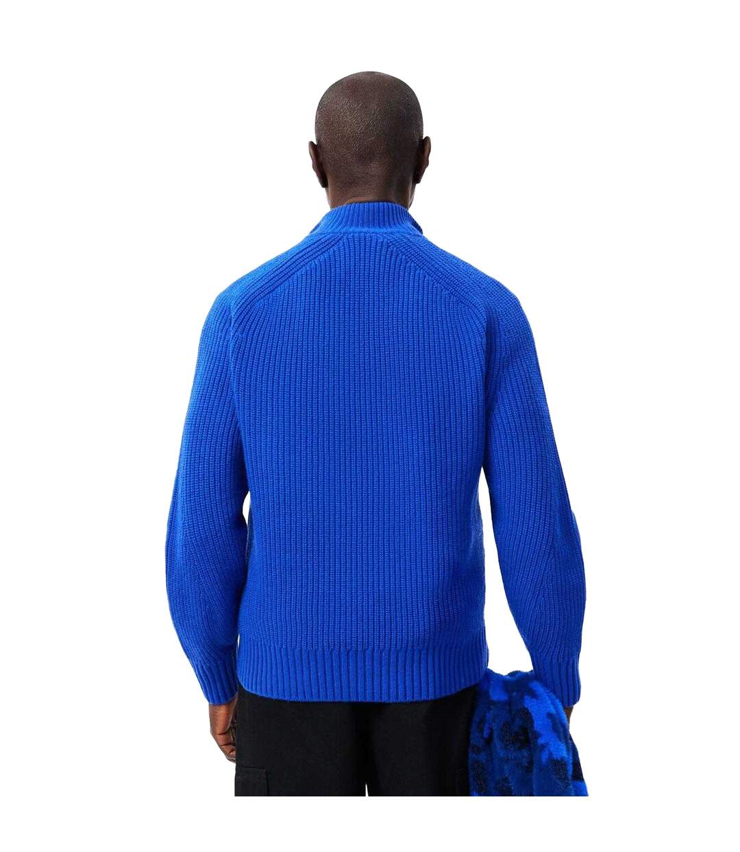 Mens Zipper Carded Wool High-neck Jumper Blue Lacoste-3