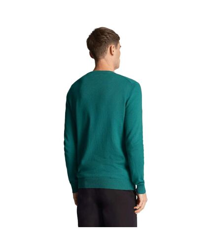 Mens cotton merino crew neck sweater court green Lyle & Scott