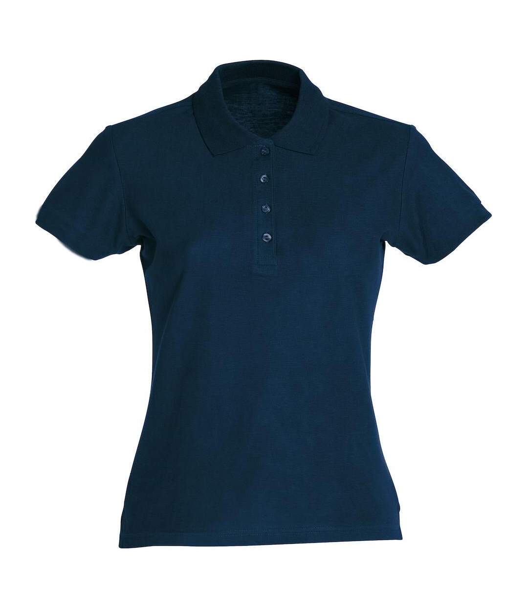 Womens/ladies Plain Polo Shirt Dark Navy Clique-1