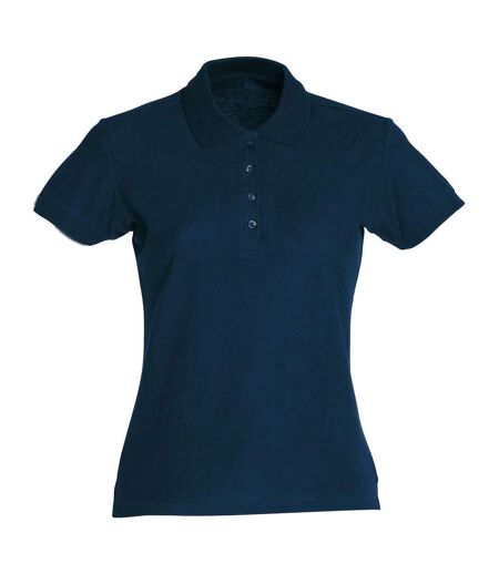 Womens/ladies Plain Polo Shirt Dark Navy Clique