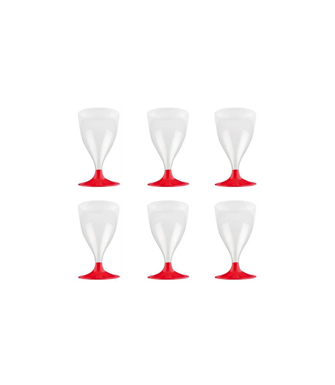 Lot de 6 Verres à Vin Réutilisable Plastique 18cl Rouge-1