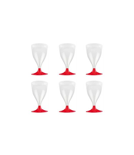 Lot de 6 Verres à Vin Réutilisable Plastique 18cl Rouge